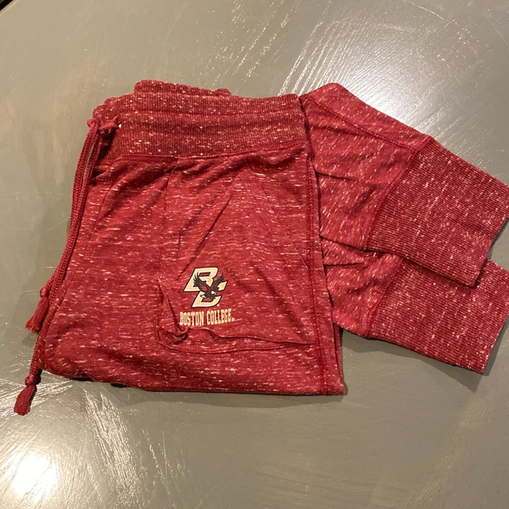 Boston College Sweatpants.  Tie at waist and cuffed bottoms.
